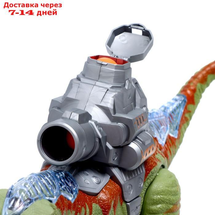 Динозавр "Рекс", стреляет шарами, работает от батареек, свет и звук, цвет зелёный - фото 4 - id-p227116462