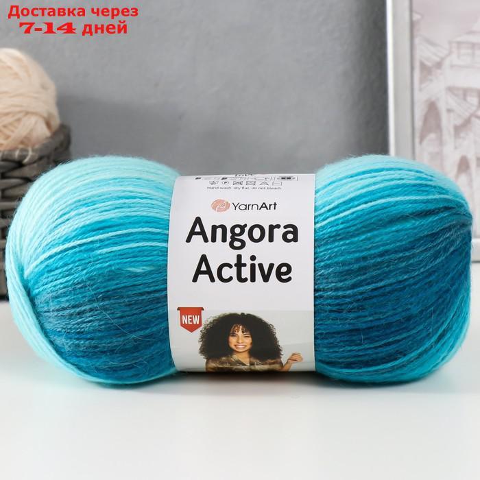 Пряжа "Angora Active" 25% мохер, 75% акрил 500м/100гр (845 бело-бирюзовый) - фото 1 - id-p227095865