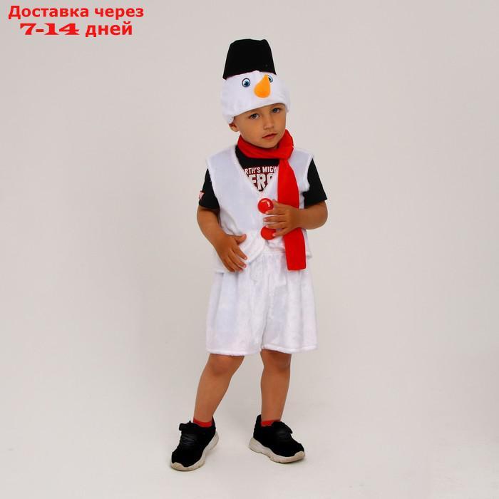 Карнавальный костюм Снеговик меховой,шорты,жилет,шарф,шапка с ведром,р-р28,р98-104. - фото 1 - id-p227129602