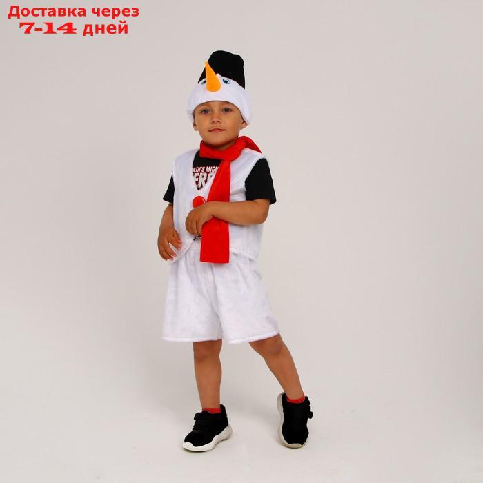 Карнавальный костюм Снеговик меховой,шорты,жилет,шарф,шапка с ведром,р-р28,р98-104. - фото 2 - id-p227129602