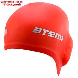 Шапочка для плавания Atemi EC102, силикон c "ушами", красная