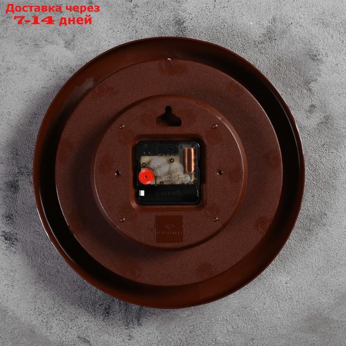 Часы настенные круглые"Паркет", коричневый обод, 23х23 см Рубин - фото 3 - id-p226965276