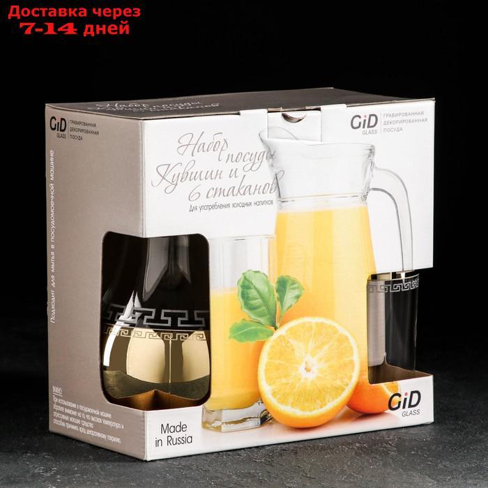 Набор питьевой GiDGLASS "Нэро", 7 предметов: кувшин 1 л, стакан 230 мл 6 шт - фото 3 - id-p227106517