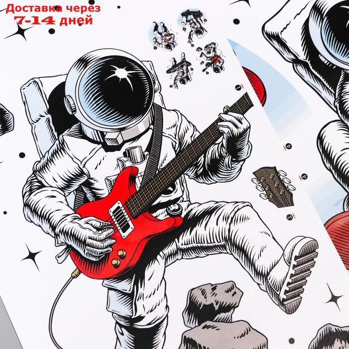Наклейка пластик интерьерная цветная "Космонавты и музыка" 84,5 *60 см - фото 3 - id-p227120101