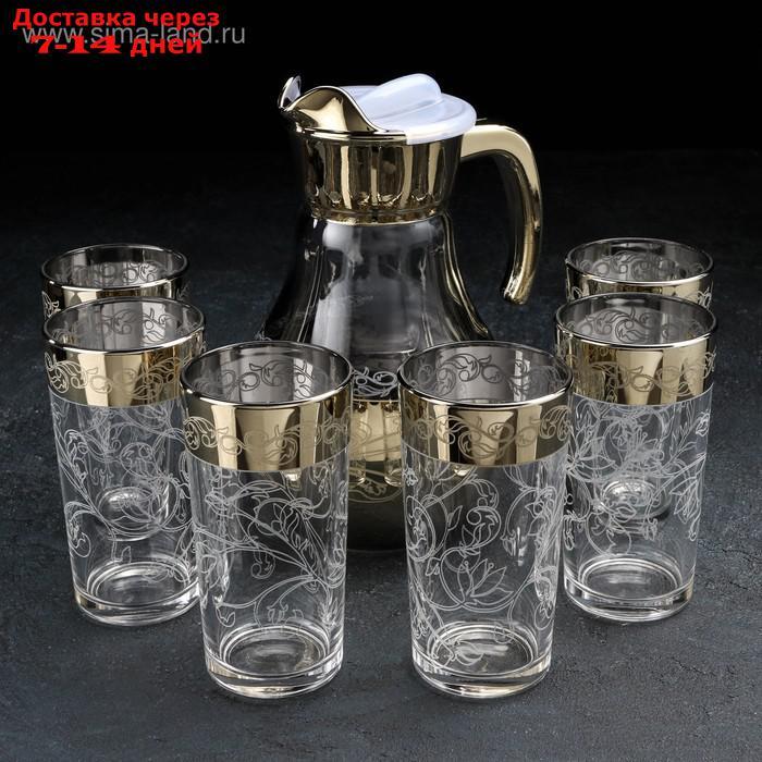 Набор питьевой GiDGLASS "Флора", 7 предметов: кувшин 1 л, стакан 230 мл 6 шт, с гравировкой и напылением - фото 1 - id-p227106519