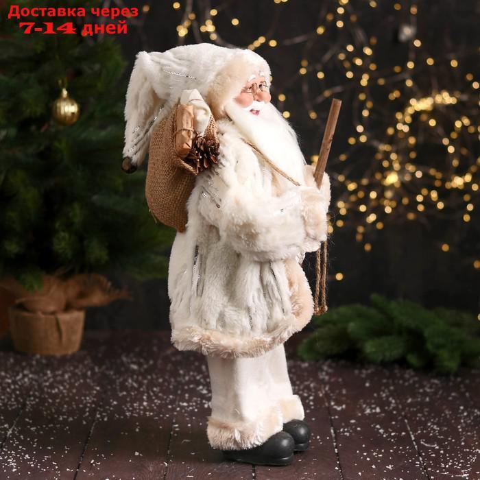 Дед Мороз "В пушистой шубе, посохом и мешком" 47 см, белый - фото 2 - id-p227116495