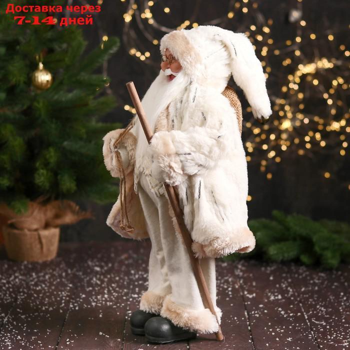 Дед Мороз "В пушистой шубе, посохом и мешком" 47 см, белый - фото 4 - id-p227116495
