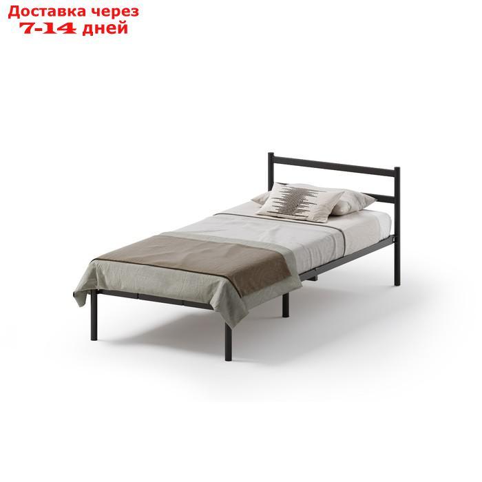 Кровать разборная металлическая "Мета", чёрная, c матрасом 900 × 2000 мм - фото 1 - id-p227117569