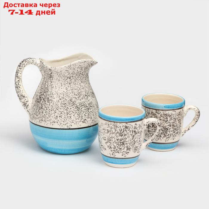Набор посуды "Персия", керамика, синий, кувшин 1.5 л, кружка 350 мл, 3 предмета, Иран - фото 2 - id-p227123684