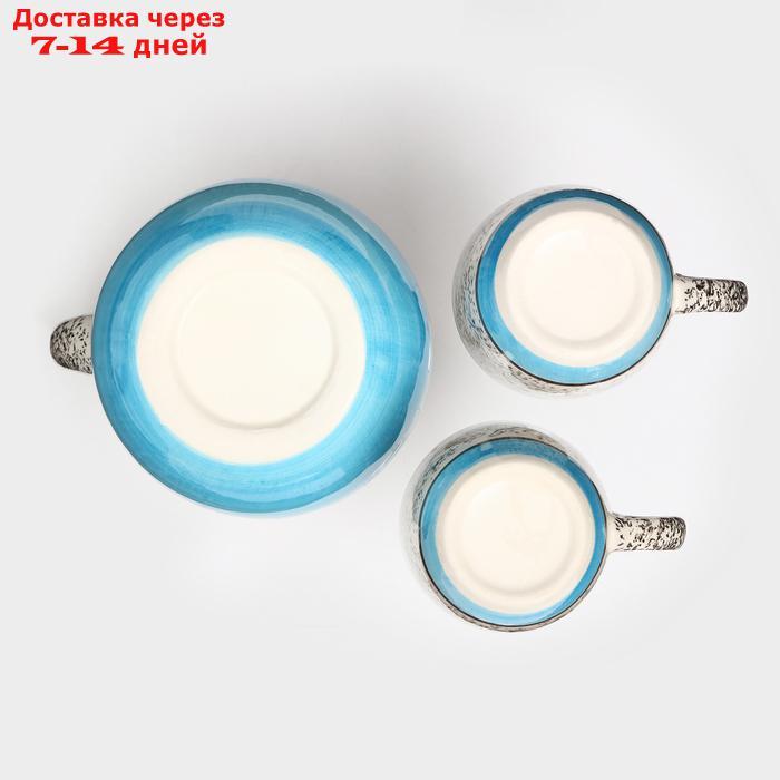 Набор посуды "Персия", керамика, синий, кувшин 1.5 л, кружка 350 мл, 3 предмета, Иран - фото 4 - id-p227123684