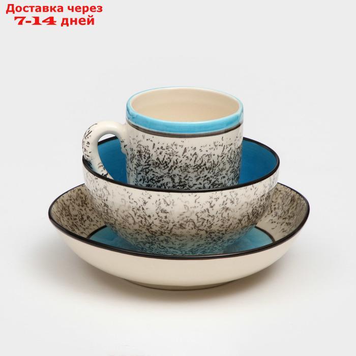 Набор посуды "Алладин", керамика, синий, 3 предмета: салатник 700 мл, тарелка 20 см, кружка 350 мл, Иран - фото 5 - id-p227123685