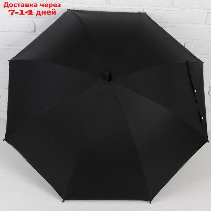 Зонт - трость полуавтоматический "Однотонный", 8 спиц, R = 46 см, цвет чёрный - фото 2 - id-p227112368