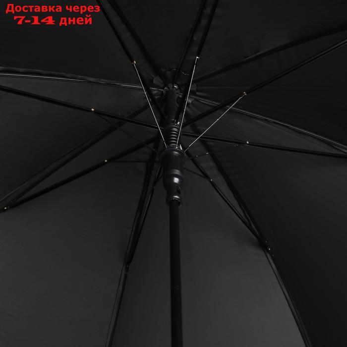 Зонт - трость полуавтоматический "Однотонный", 8 спиц, R = 46 см, цвет чёрный - фото 3 - id-p227112368