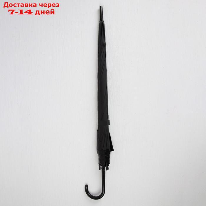 Зонт - трость полуавтоматический "Однотонный", 8 спиц, R = 46 см, цвет чёрный - фото 5 - id-p227112368