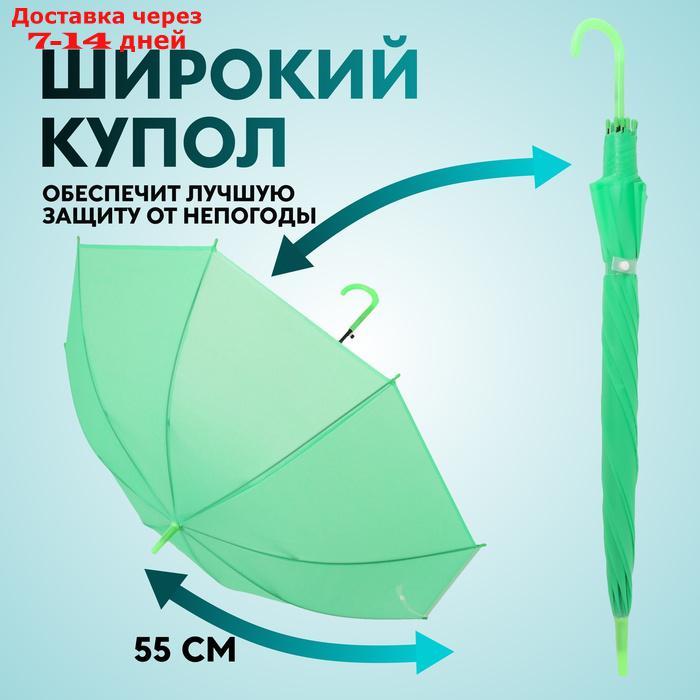Зонт - трость полуавтоматический "Однотонный", 8 спиц, R = 47 см, цвет зелёный - фото 3 - id-p227112371