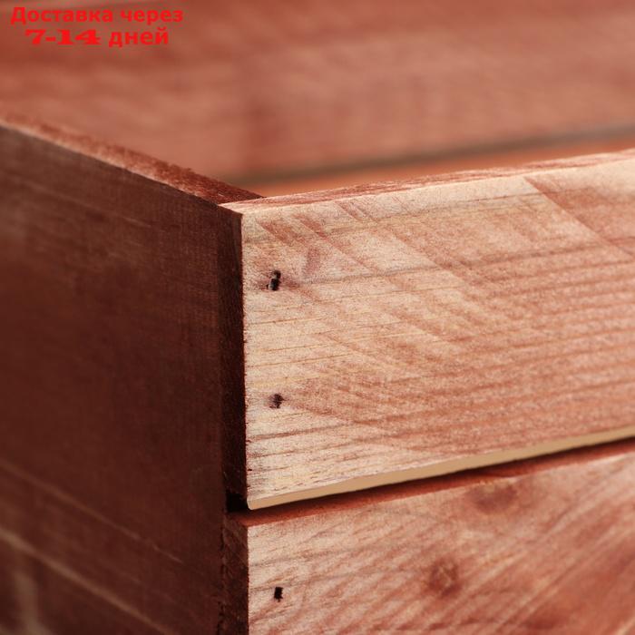 Ящик деревянный 30×20×10 см подарочный с реечной крышкой, брашированный - фото 4 - id-p226965306