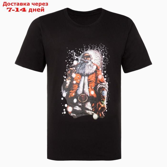 Футболка мужская "Дед мороз", цвет чёрный, размер 48 - фото 3 - id-p227123704