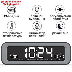 Часы настольные, электронные, с будильником, календарем, термометром, радио, от USB