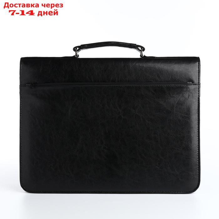 Сумка-портфель мужская на молнии, 2 отдела, цвет чёрный - фото 2 - id-p226975560