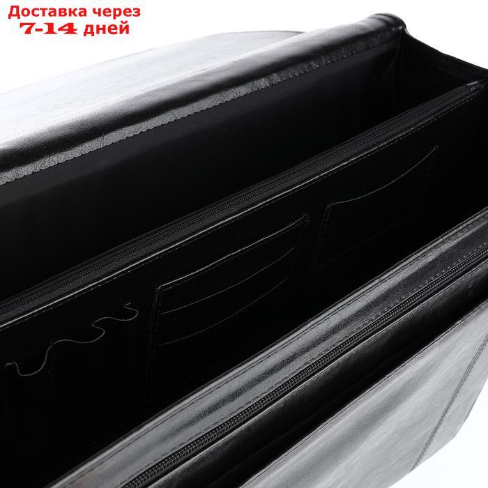 Сумка-портфель мужская на молнии, 2 отдела, цвет чёрный - фото 3 - id-p226975560