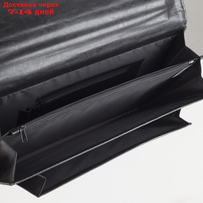 Сумка-портфель мужская на молнии, 2 отдела, цвет чёрный - фото 4 - id-p226975560