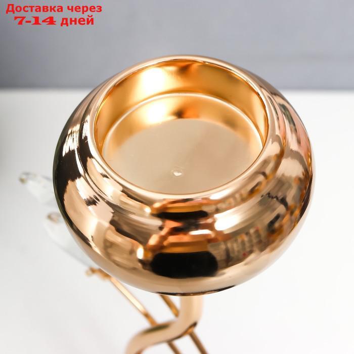 Подсвечник металл, стекло на 1 свечу "Паола" d-5 см, золото 11,5х11,5х32,5 см - фото 4 - id-p227116520