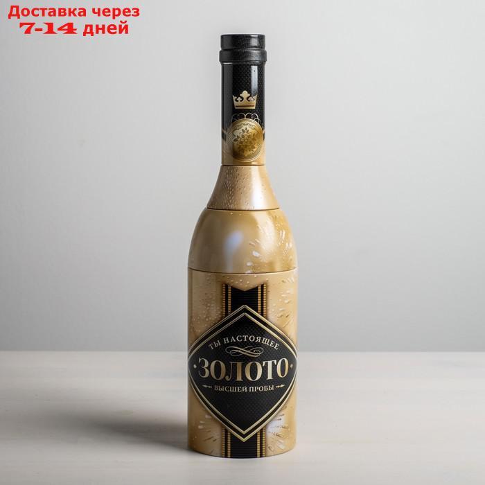 Коробка жестяная в форме бутылки "Золото", 29,7 см × 8 см × 8 см - фото 1 - id-p227097652