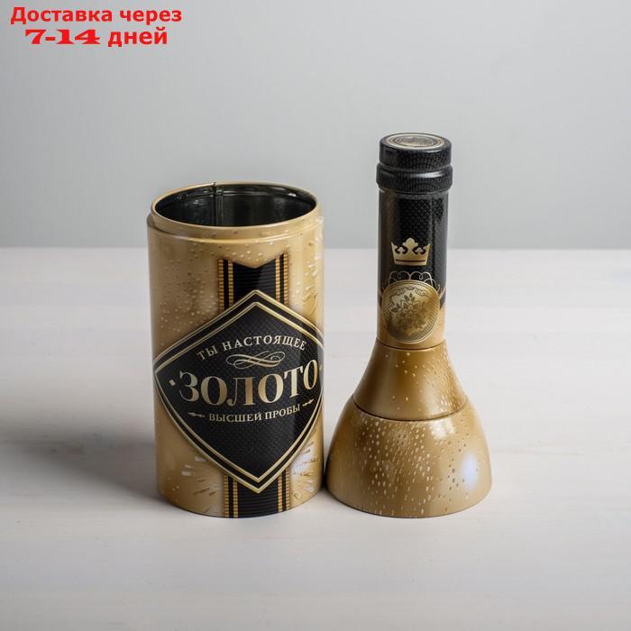 Коробка жестяная в форме бутылки "Золото", 29,7 см × 8 см × 8 см - фото 3 - id-p227097652