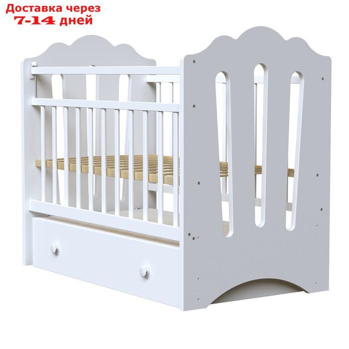Кровать детская BONNE маятник с ящиком (белый) (1200х600) - фото 2 - id-p226954841