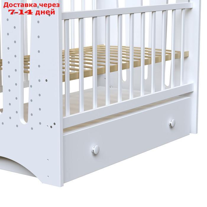 Кровать детская BONNE маятник с ящиком (белый) (1200х600) - фото 3 - id-p226954841
