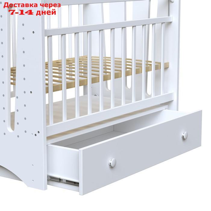 Кровать детская BONNE маятник с ящиком (белый) (1200х600) - фото 4 - id-p226954841