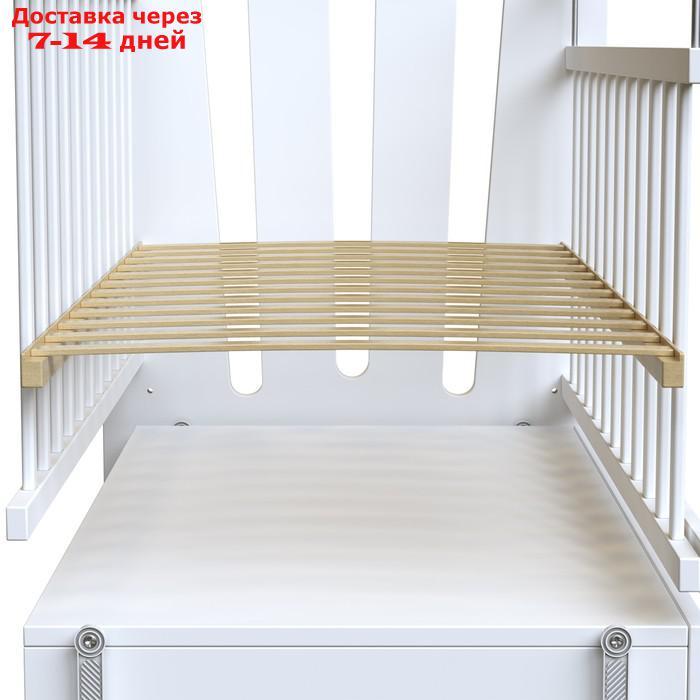 Кровать детская BONNE маятник с ящиком (белый) (1200х600) - фото 5 - id-p226954841