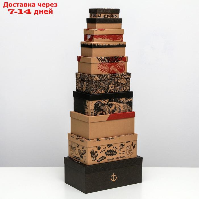 Набор подарочных крафтовых коробок 10 в 1 "Брутальность", 12 × 7 × 4 - 32.5 × 20 × 12.5 см - фото 8 - id-p227097666