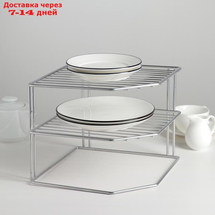 Подставка для посуды, 2 яруса, 25×25×20 см, цвет хром - фото 1 - id-p227011788