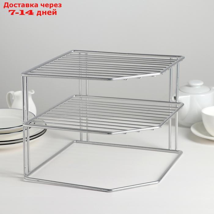 Подставка для посуды, 2 яруса, 25×25×20 см, цвет хром - фото 2 - id-p227011788