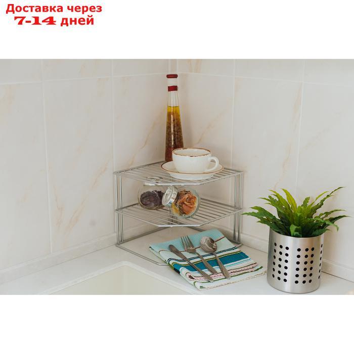 Подставка для посуды, 2 яруса, 25×25×20 см, цвет хром - фото 3 - id-p227011788
