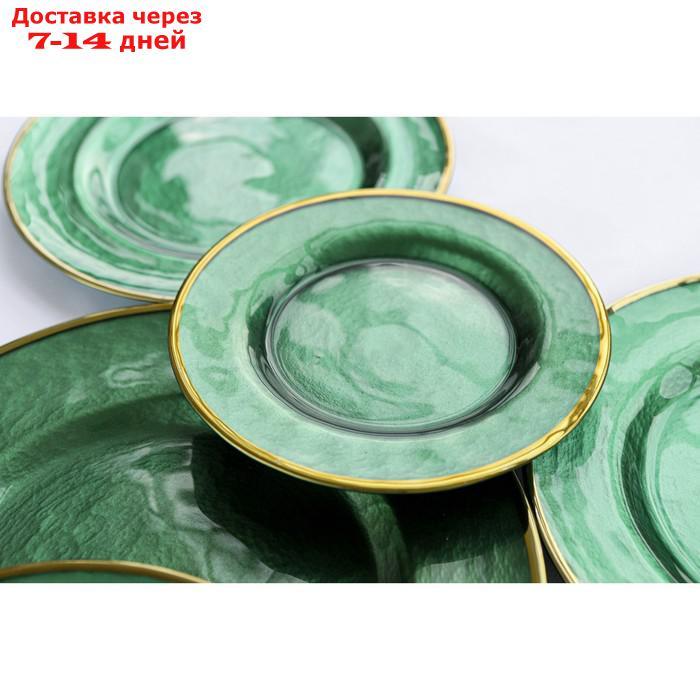 Тарелка подстановочная "Эмеральд", d=32,5 см, цвет зелёный с золотой отводкой - фото 5 - id-p227128668