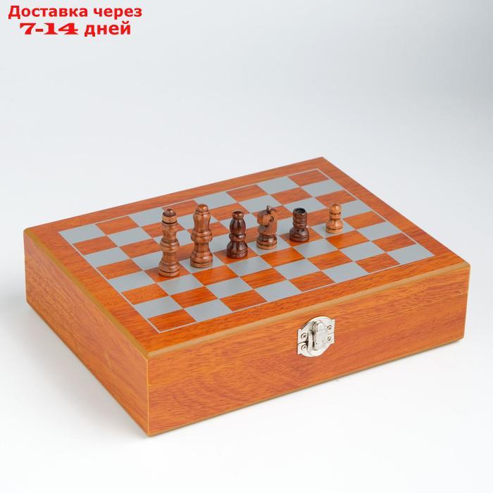 Набор 6 в 1:фляжка 8 oz, рюмка, воронка, кубики 5 шт, карты, шахматы, 18 х 24 см - фото 3 - id-p227101022