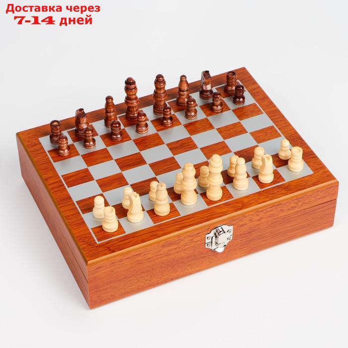 Набор 6 в 1:фляжка 8 oz, рюмка, воронка, кубики 5 шт, карты, шахматы, 18 х 24 см - фото 1 - id-p227101023