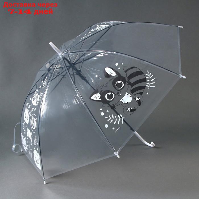 Зонт детский "Енотик" полуавтомат прозрачный d=90 см - фото 3 - id-p227112460