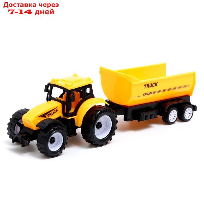 Набор инерционных тракторов "Фермер" с прицепом, 3 штуки - фото 2 - id-p227120161