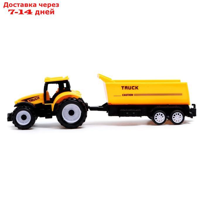 Набор инерционных тракторов "Фермер" с прицепом, 3 штуки - фото 3 - id-p227120161