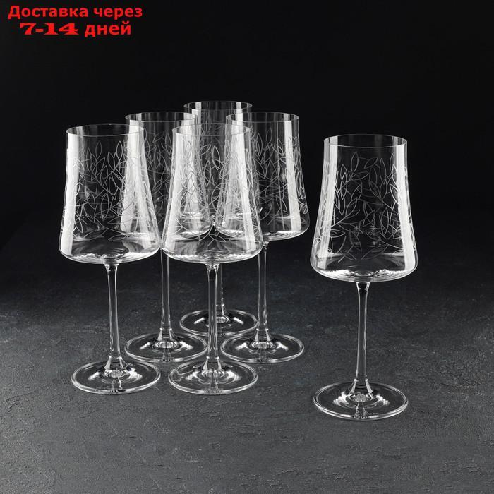 Набор бокалов для вина "Экстра", декор листья, 460 мл, 6 шт - фото 1 - id-p227126701