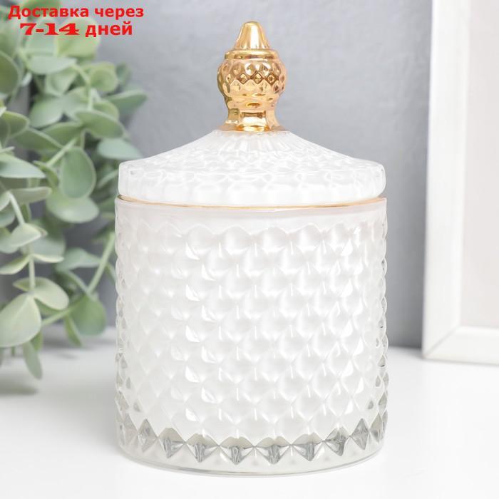 Шкатулка стекло "Ромбы и купол" белый с золотом 14х8,2х8,2 см - фото 1 - id-p227124719