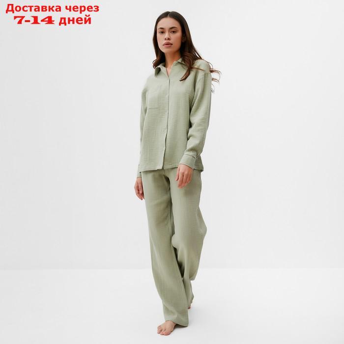 Пижама женская (рубашка и брюки) KAFTAN "Basic" размер 40-42, цвет зелёный - фото 1 - id-p227121407