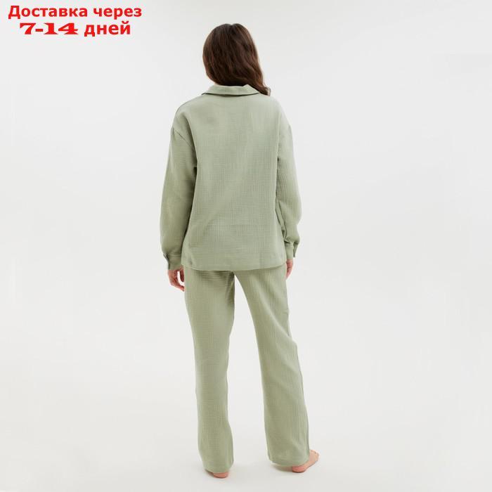 Пижама женская (рубашка и брюки) KAFTAN "Basic" размер 40-42, цвет зелёный - фото 4 - id-p227121407