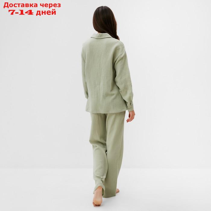 Пижама женская (рубашка и брюки) KAFTAN "Basic" размер 40-42, цвет зелёный - фото 6 - id-p227121407