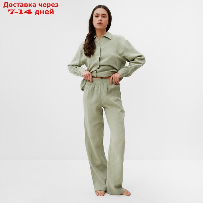Пижама женская (рубашка и брюки) KAFTAN "Basic" размер 40-42, цвет зелёный - фото 7 - id-p227121407