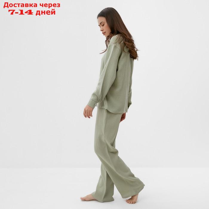 Пижама женская (рубашка и брюки) KAFTAN "Basic" размер 40-42, цвет зелёный - фото 8 - id-p227121407
