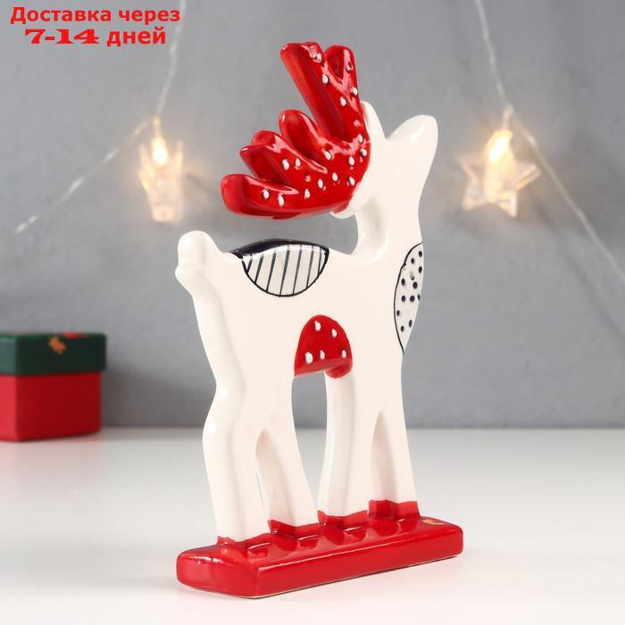 Сувенир керамика "Белый олень с красными рогами в белый горошек" 17,7х12,2х3,7 см - фото 4 - id-p227123741